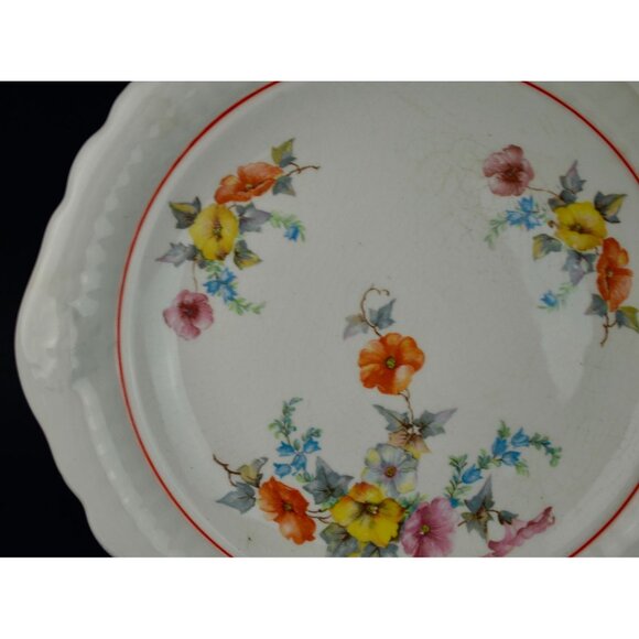 Unmarked Vintage Large Floral Serving Platter Ceramic - Picture 4 of 7